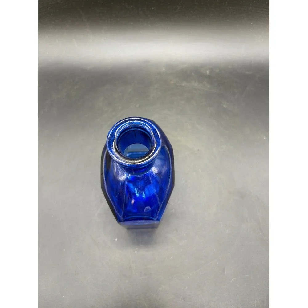 Windart Studio Cobalt Blue Glass Bottle Hexagonal Decorative Vase Apothecary